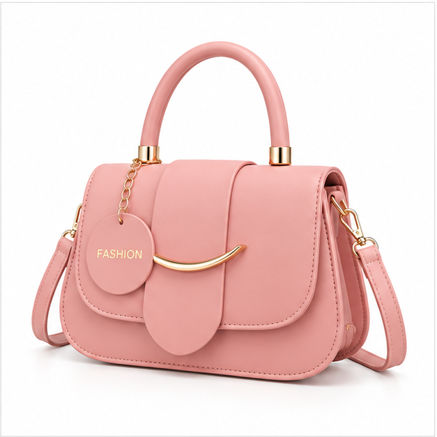 Elegant Pink Structured Top Handle Handbag