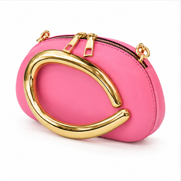 Pink Gold Accent Evening Clutch Bag