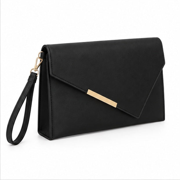 Elegant Black Envelope Wristlet Clutch Bag