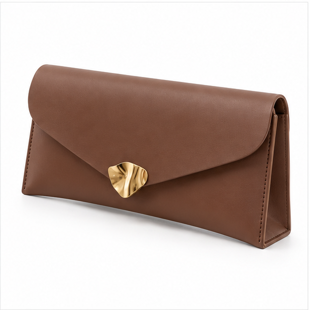 Elegant Brown Envelope Clutch Handbag Purse