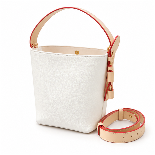 Elegant White Bucket Handbag Purse