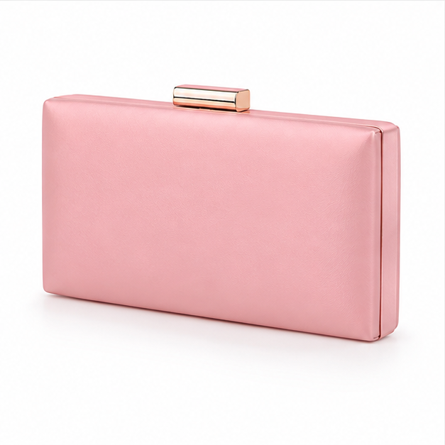 Elegant Pink Rectangular Evening Clutch Bag