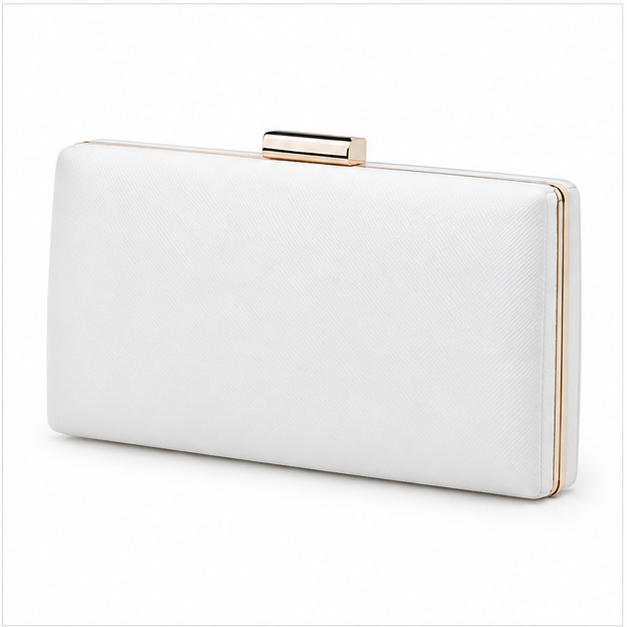Elegant White Rectangular Evening Clutch Bag