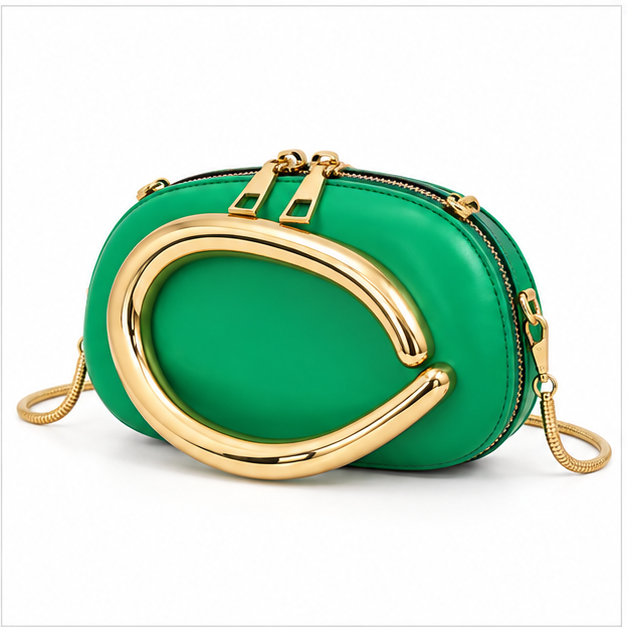 Emerald Gold Statement Evening Clutch Bag