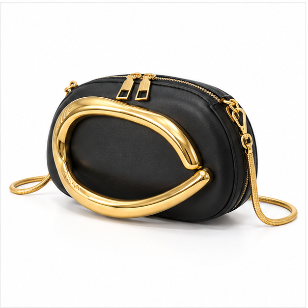 Black Gold Statement Evening Clutch Bag