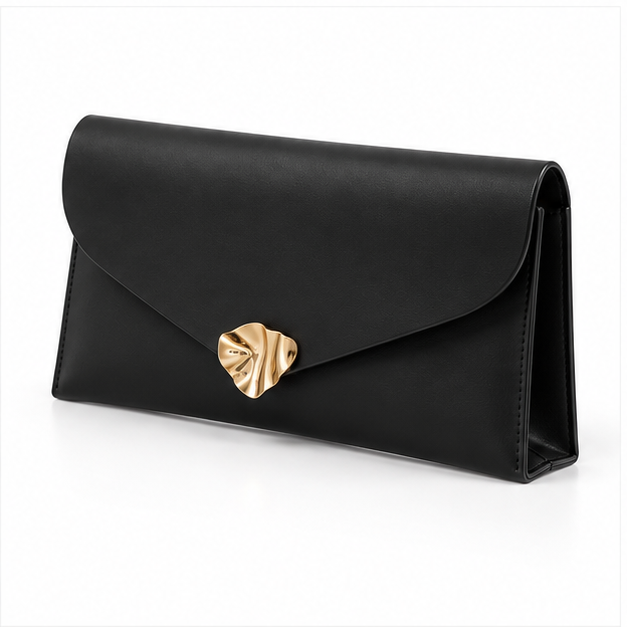 Elegant Black Envelope Clutch Bag Purse