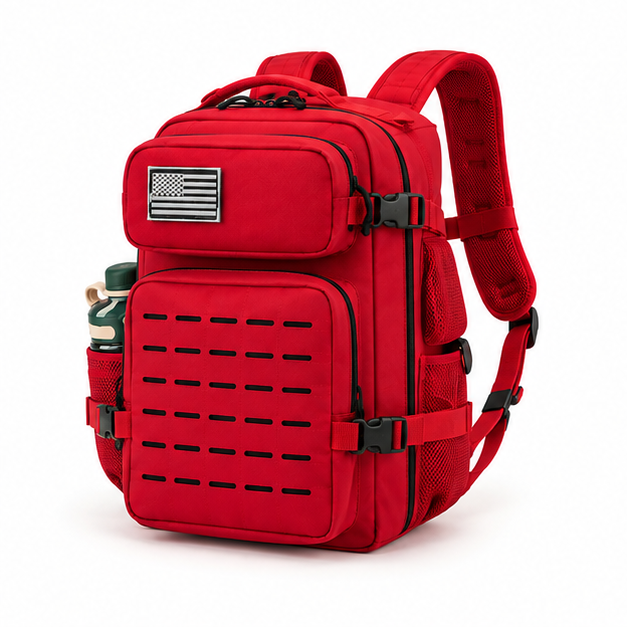 Red Tactical Multi-Compartment Outdoor Backpack