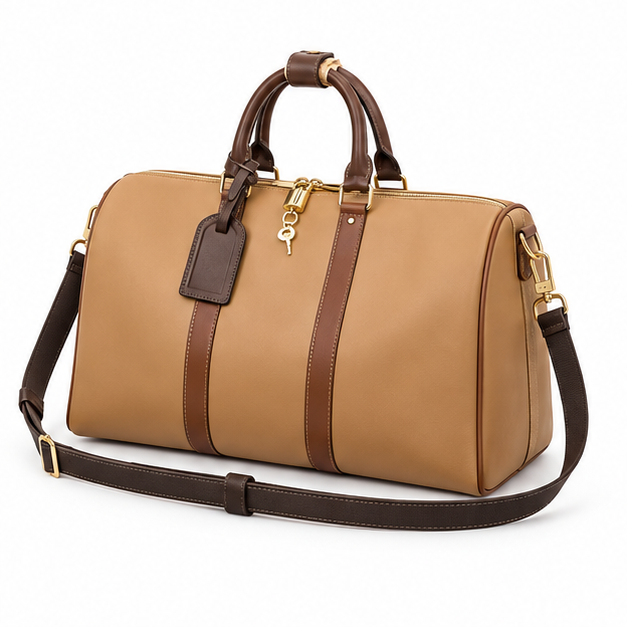 Camel Luxury Travel Duffel Shoulder Bag