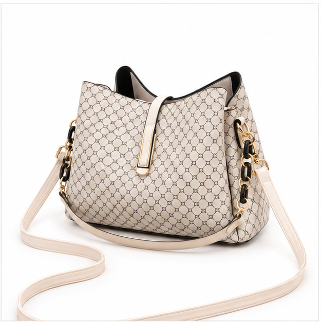 Elegant Khaki Monogram Crossbody Handbag