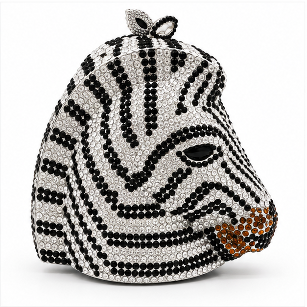 Crystal Zebra Statement Luxury Evening Clutch