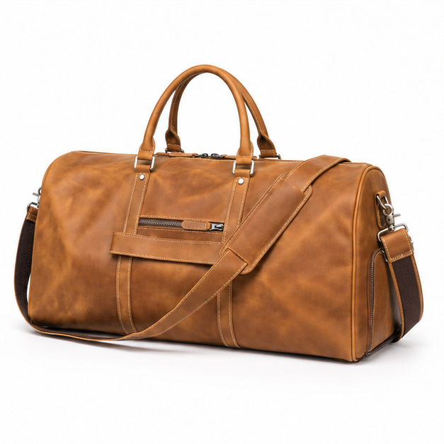 Vintage Leather Travel Duffel Weekend Bag