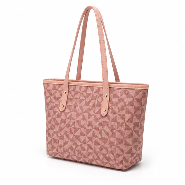 Blush Geometric Pattern Everyday Shoulder Tote