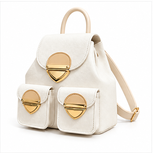 Elegant White Gold Hardware Mini Backpack