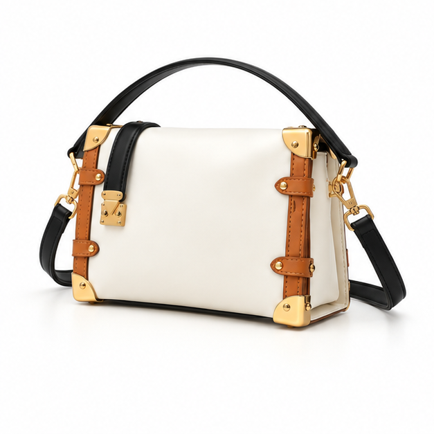 Elegant Structured Contrast Trim Shoulder Bag