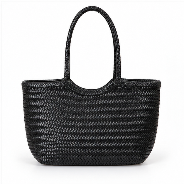Black Woven Everyday Carry Tote Bag