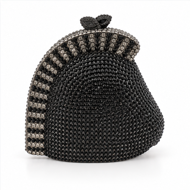 Black Crystal Horse Head Evening Clutch