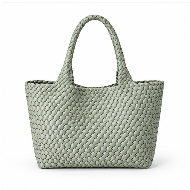 Sage Woven Tote With Matching Pouch