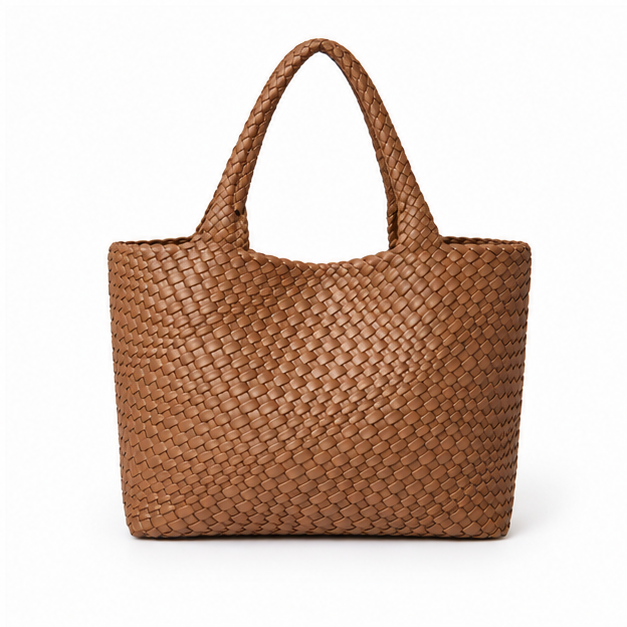 Handwoven Brown Leather Everyday Tote Bag