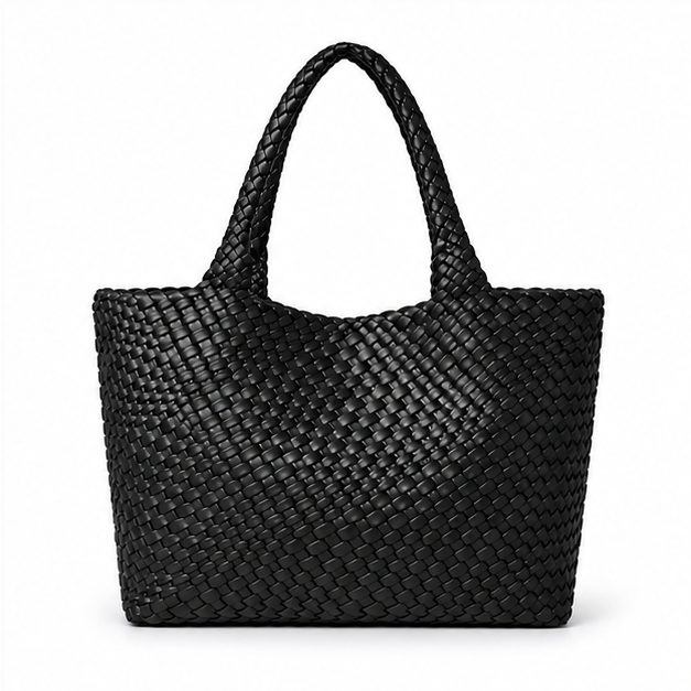 Black Woven Oversized Everyday Tote Bag