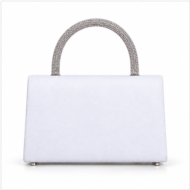 White Crystal Tassel Evening Clutch Handbag