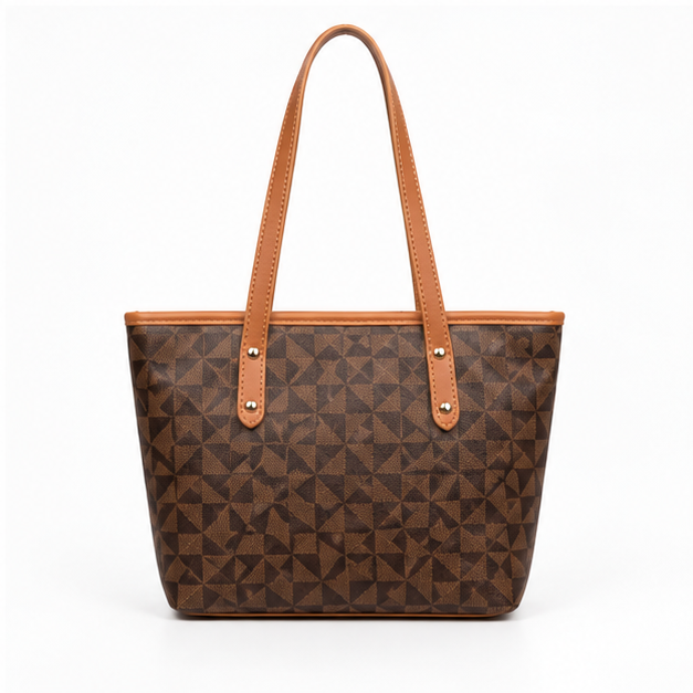 Geometric Brown Pattern Everyday Shoulder Tote