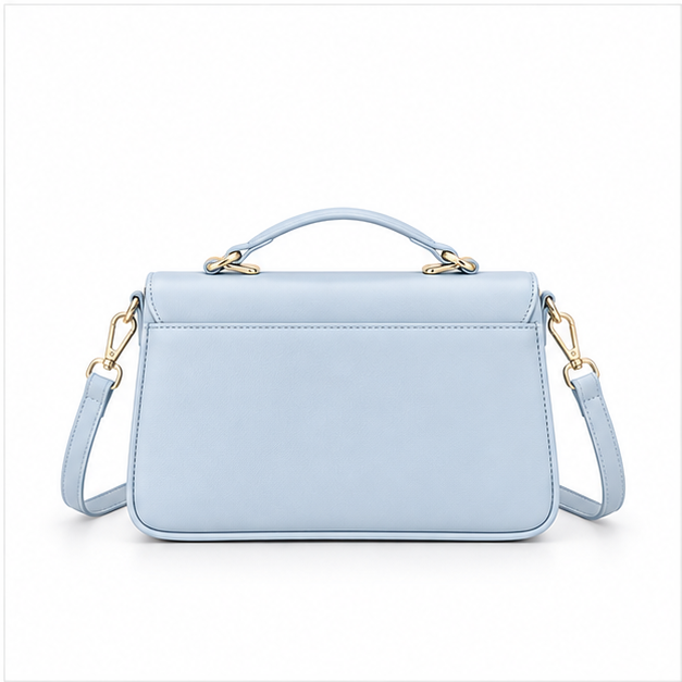 Ice Blue Butterfly Quilted Shoulder Handbag