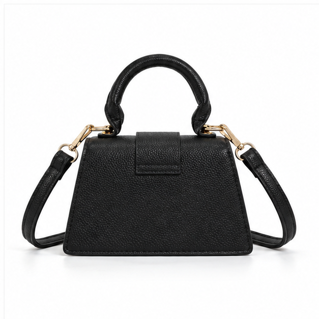 Elegant Black Structured Mini Crossbody Handbag