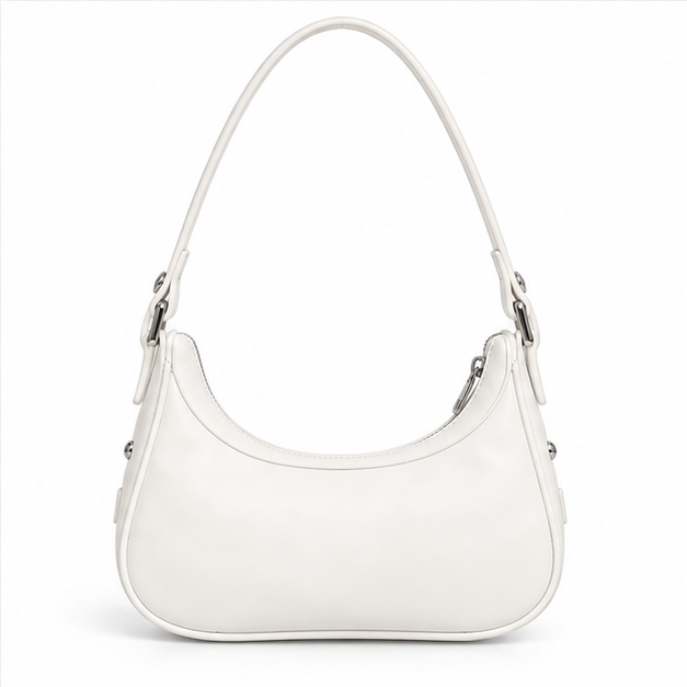 White Star Buckle Crescent Shoulder Bag