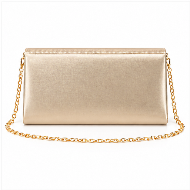 Champagne Gold Chain Envelope Clutch Bag