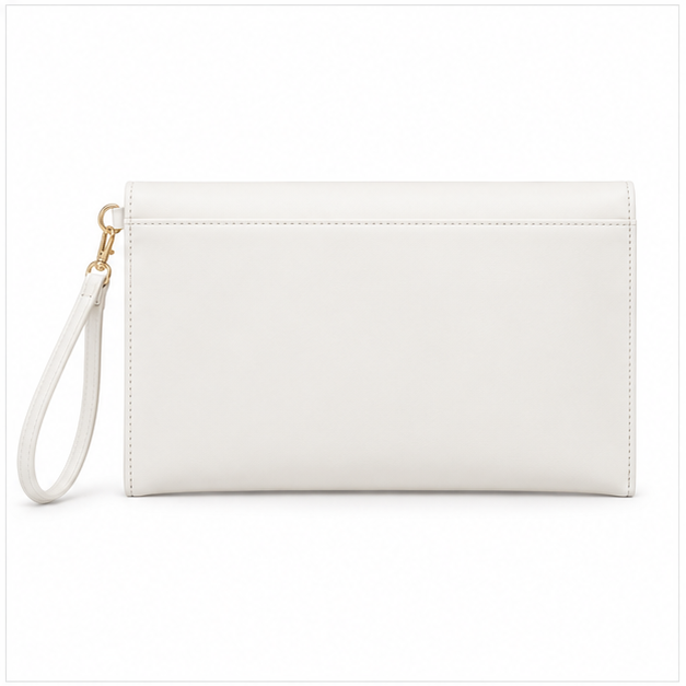 Elegant White Envelope Wristlet Clutch Bag