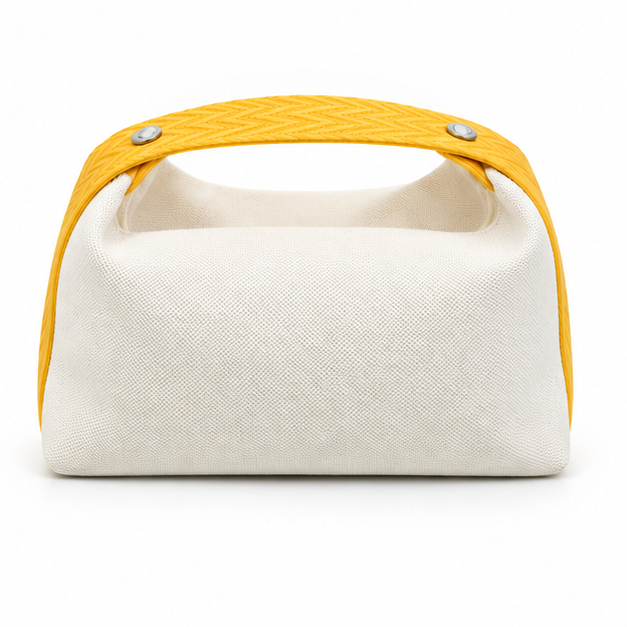 Yellow Strap Cream Canvas Handbag Purse