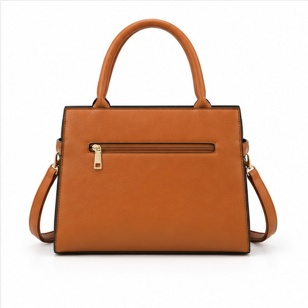 Tan Leather Handbag Three-Piece Set