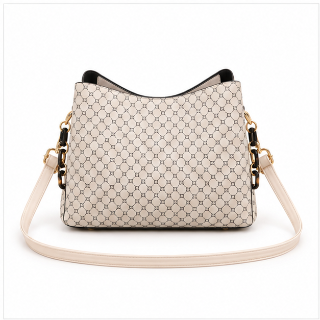 Elegant Khaki Monogram Crossbody Handbag