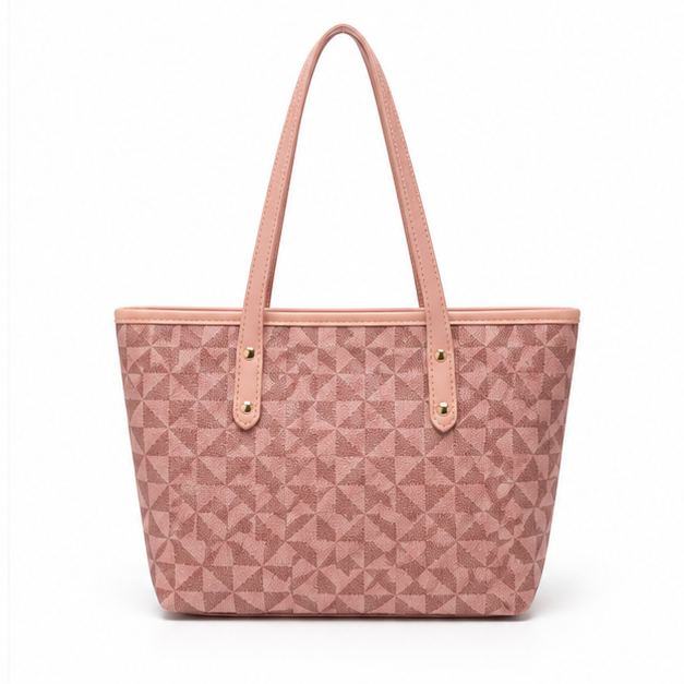 Blush Geometric Pattern Everyday Shoulder Tote