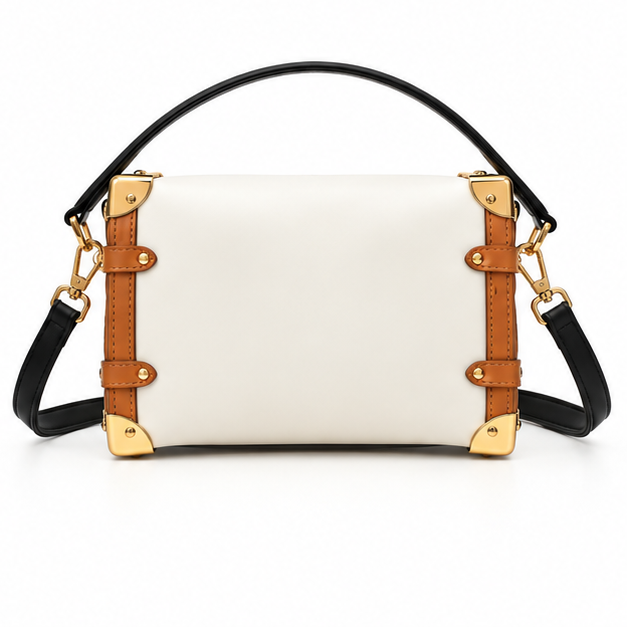 Elegant Structured Contrast Trim Shoulder Bag
