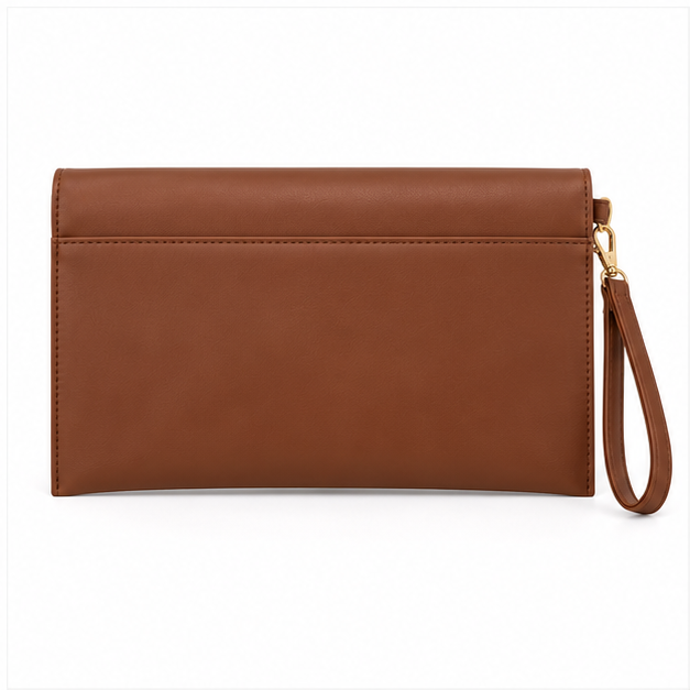 Elegant Brown Envelope Wristlet Clutch Bag