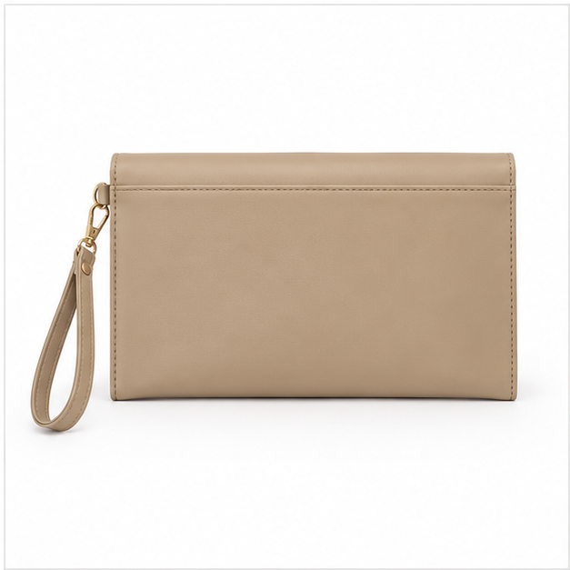 Khaki Envelope Wristlet Clutch Evening Bag