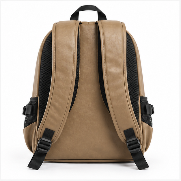Khaki Urban Classic Leather Travel Backpack