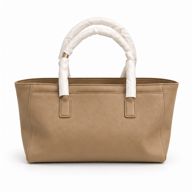 Khaki Textured Everyday Structured Tote Handbag