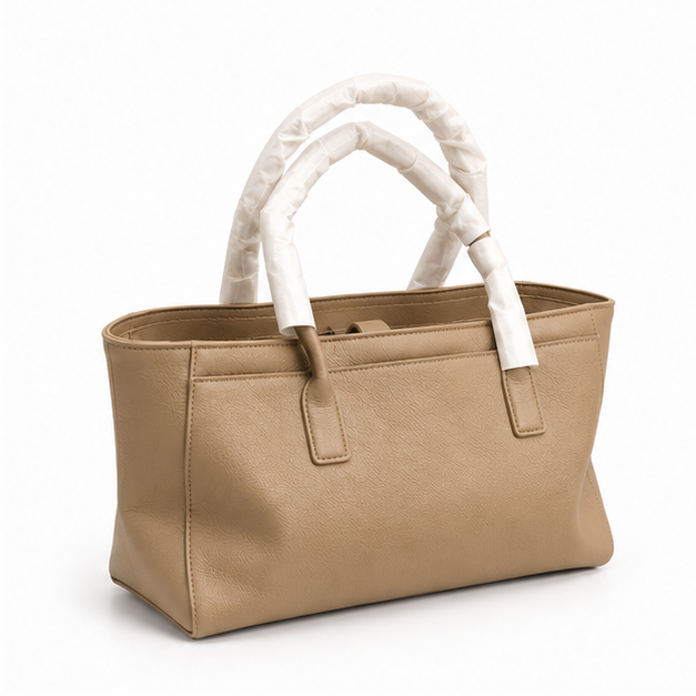 Khaki Textured Everyday Structured Tote Handbag