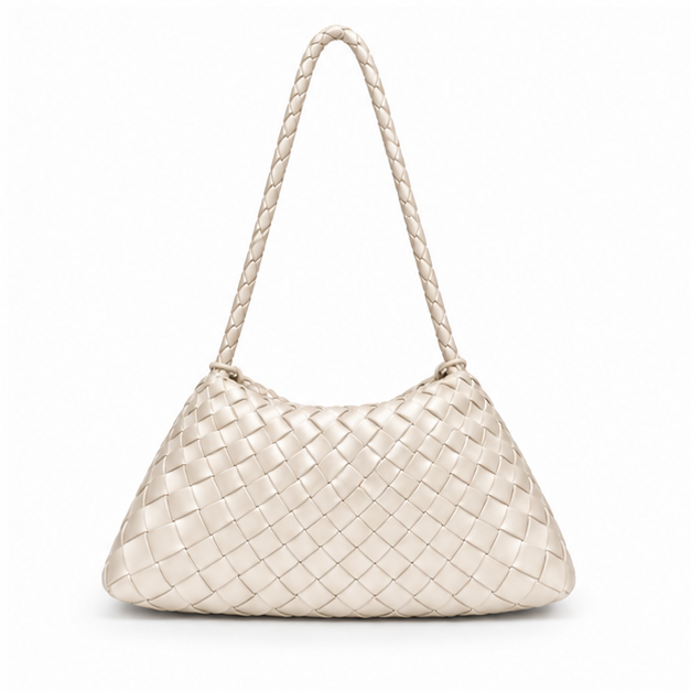 Off White Woven Slouch Shoulder Bag
