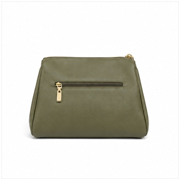 Olive Green Structured Shoulder Handbag