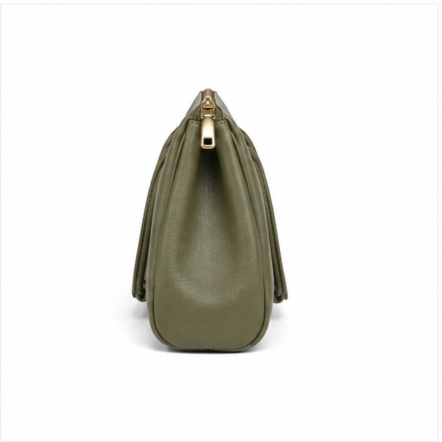 Olive Green Structured Shoulder Handbag
