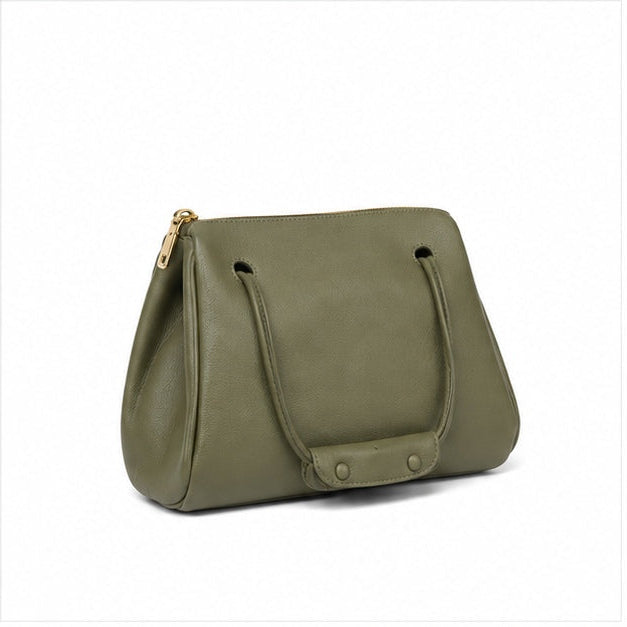 Olive Green Structured Shoulder Handbag