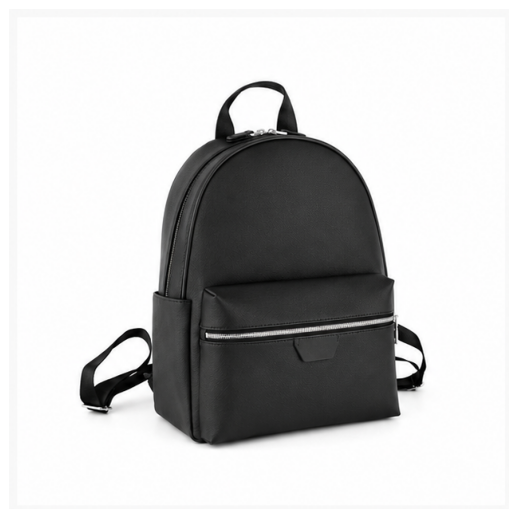 Classic Black Faux Leather Backpack