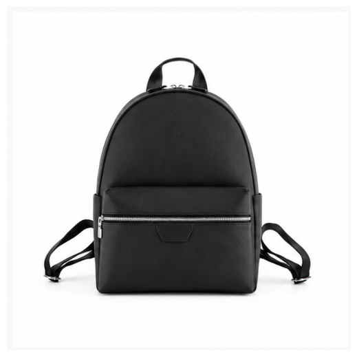 Classic Black Faux Leather Backpack