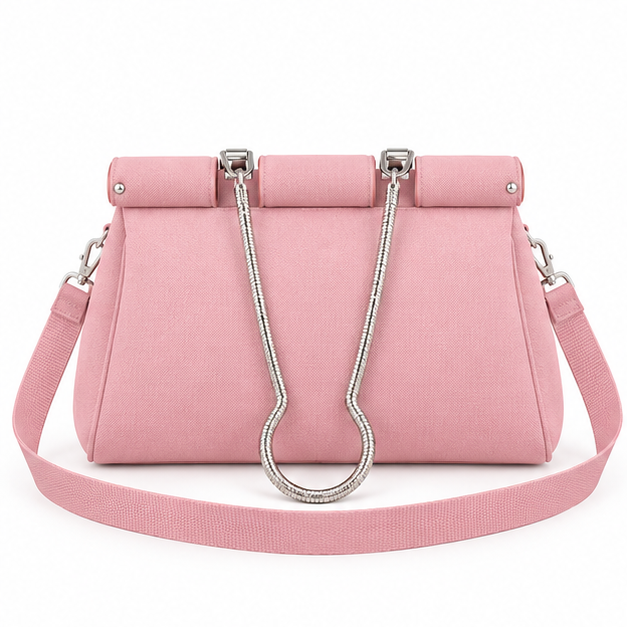 Pink Structured Chain Strap Shoulder Bag