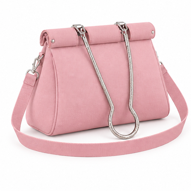 Pink Structured Chain Strap Shoulder Bag