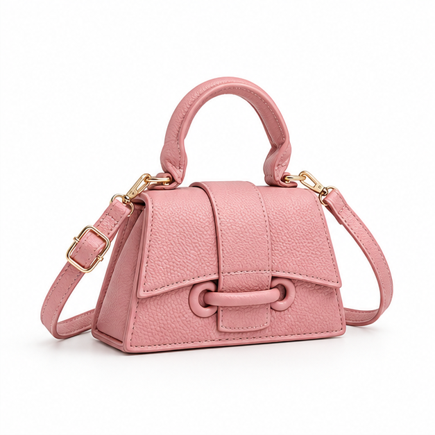 Pink Pebbled Mini Top Handle Handbag