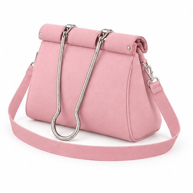 Pink Structured Chain Strap Shoulder Bag
